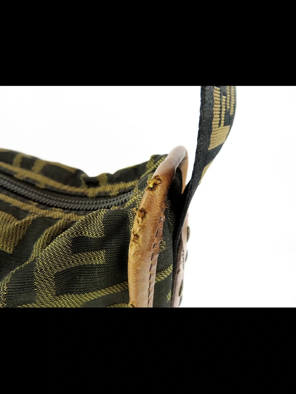 Fendi Olive & Brown FF Logo Messenger Bag